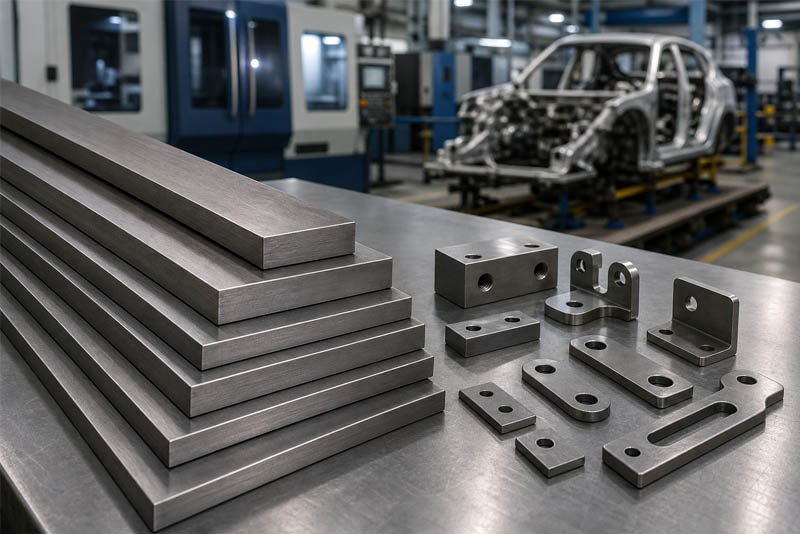 Cold drawn flat bar for automotive parts such as brackets washers and steering components