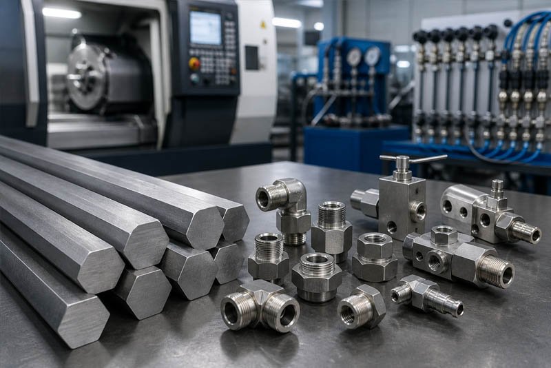 Precision hexagonal steel bar for hydraulic and pneumatic fittings