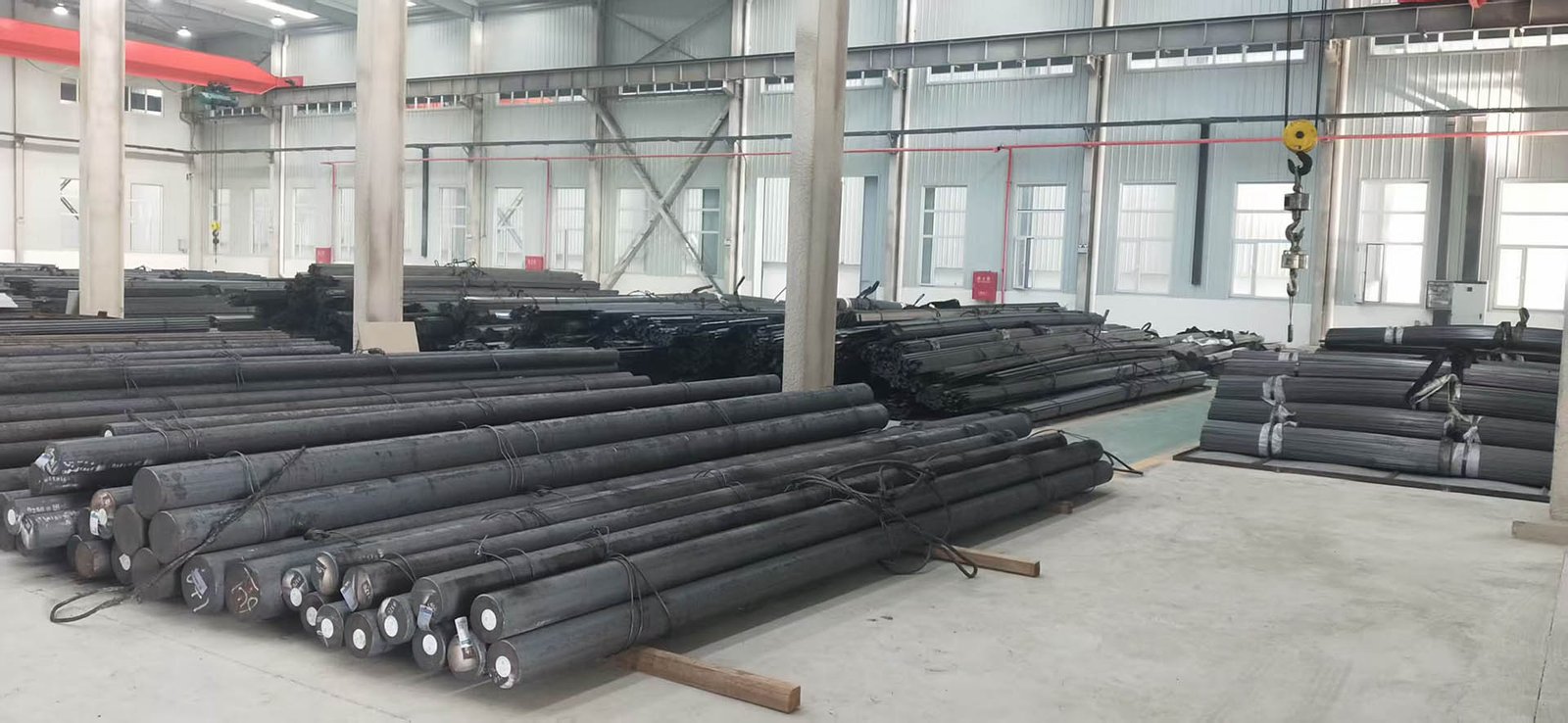 Raw material inspection for cold drawn steel bar used in excavator parts and heavy machinery shafts